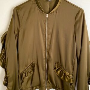 Satin Olive Jacket, perfect for night out